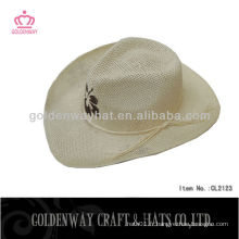 Chapeau de paille naturel chapeau de cow-boy tissu en papier mode de la plaine blanche nouvelle conception en gros